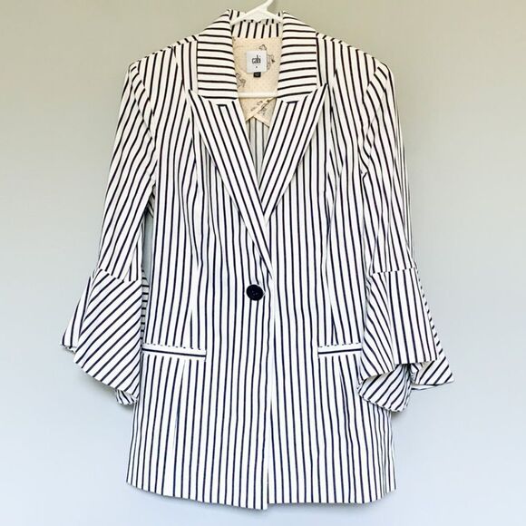 CAbi Jackets & Blazers - CAbi Black and White Striped Blazer
